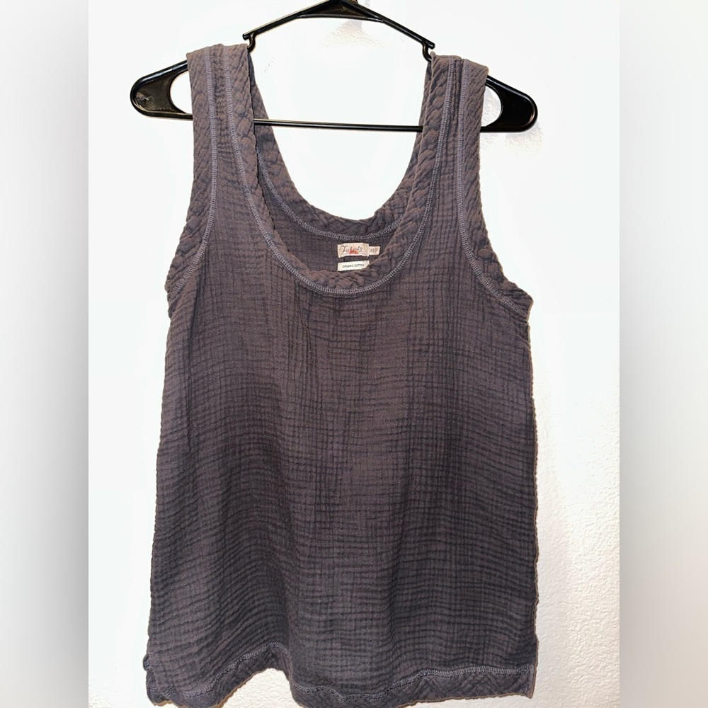 Faherty women’s dark gray organic cotton tank top XS